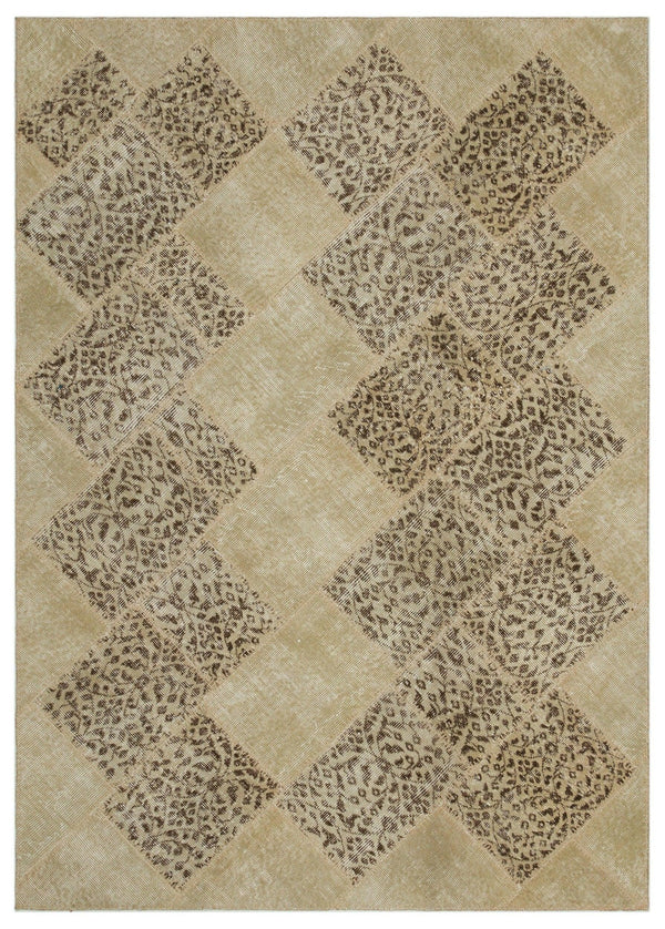 Bej Anadolu Eskitme Geometrik Yün Halı 160x233 - Özel Seri