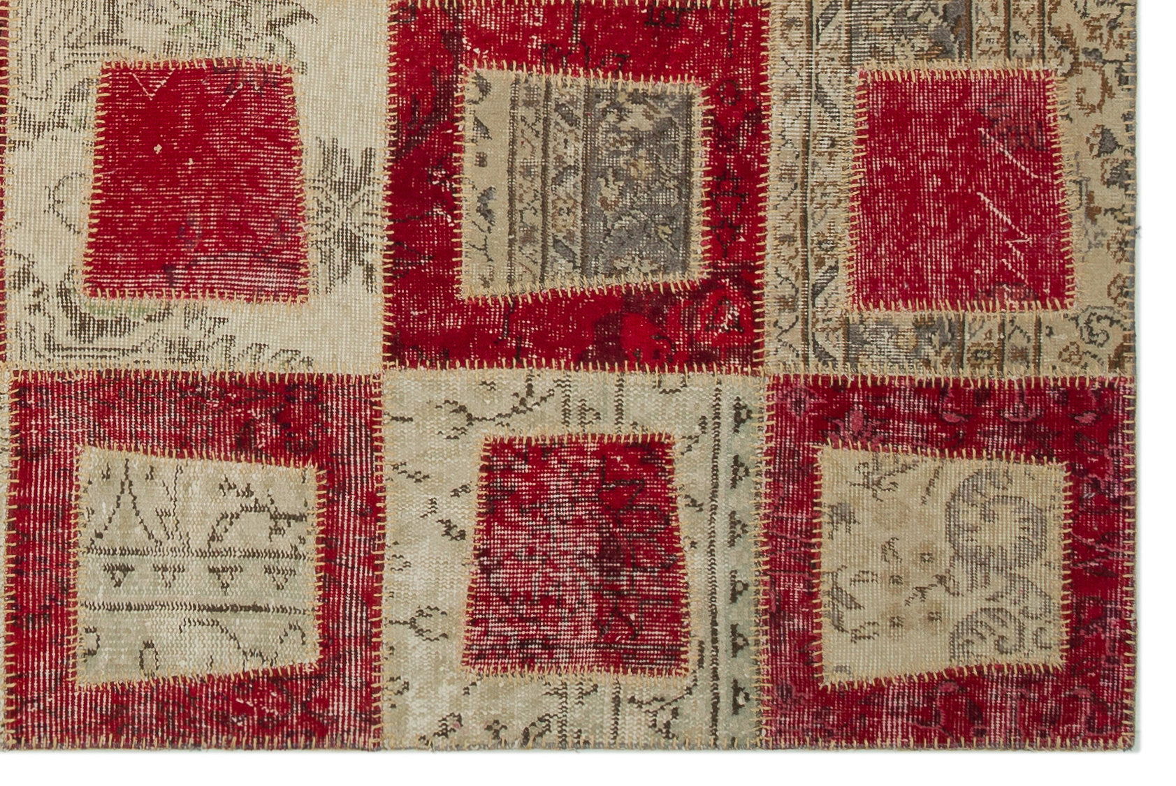 Iskece Kırmızı Eskitme Yün El Dokuma Halısı 160 x 233 Apex Unique