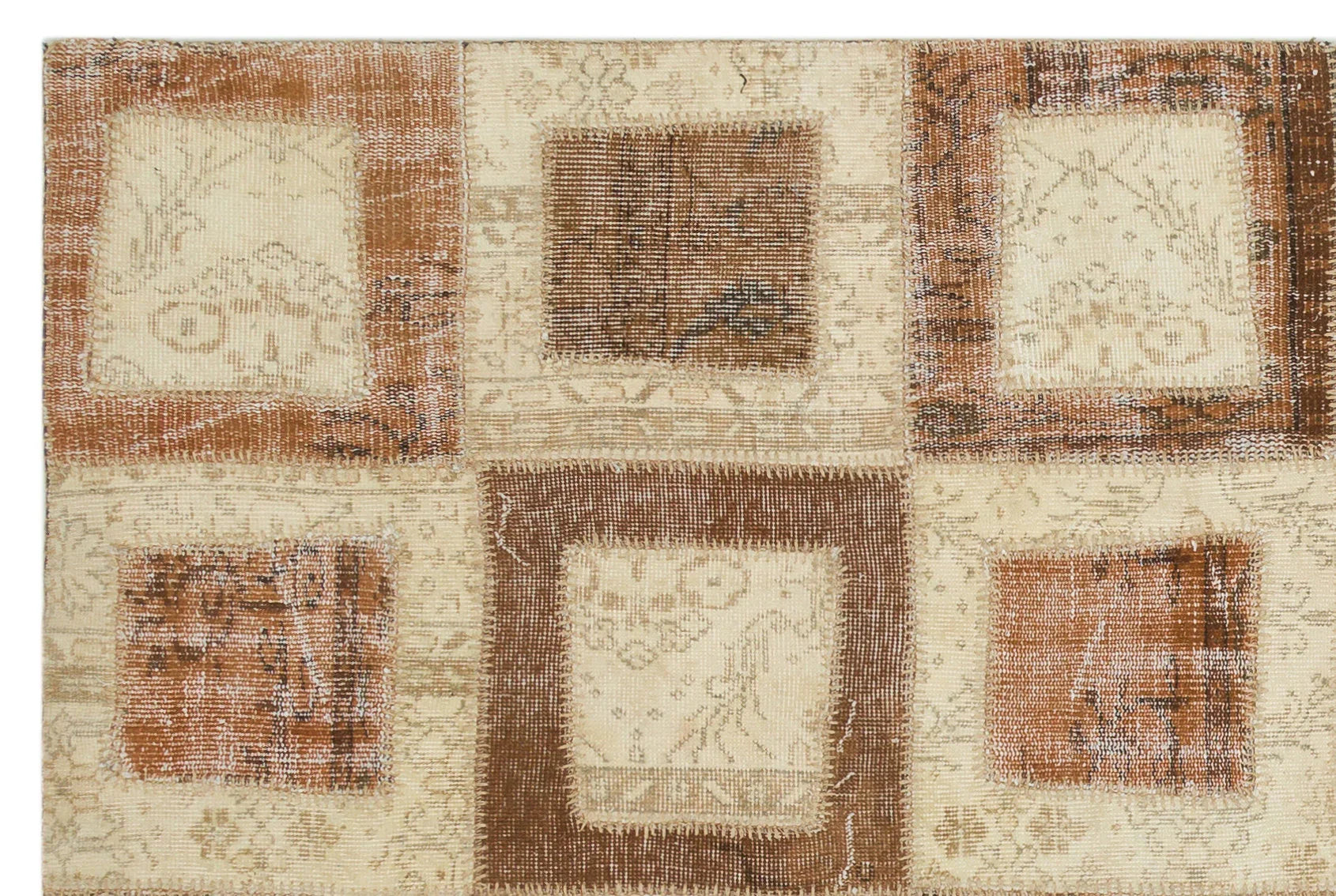 Bej Anadolu Eskitme Geometrik Yün Halı 160x233 - Özel Seri