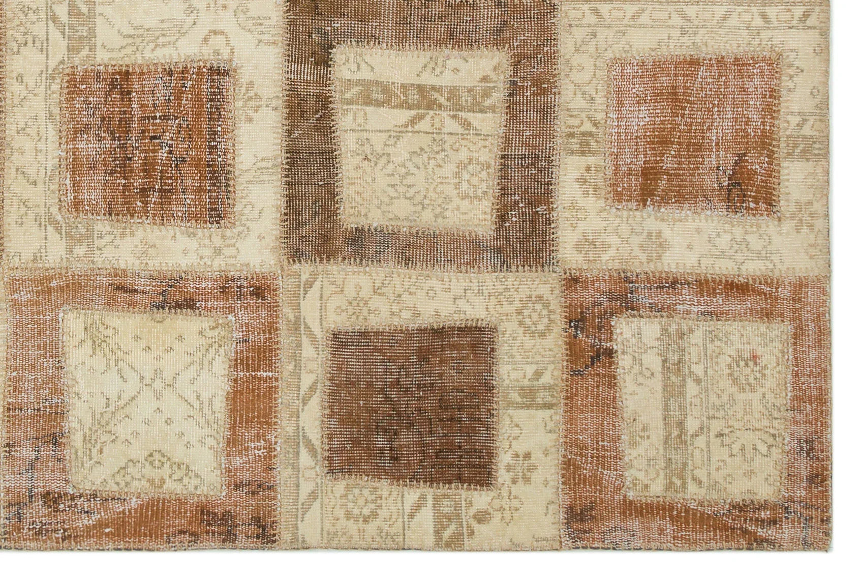Bej Anadolu Eskitme Geometrik Yün Halı 160x233 - Özel Seri