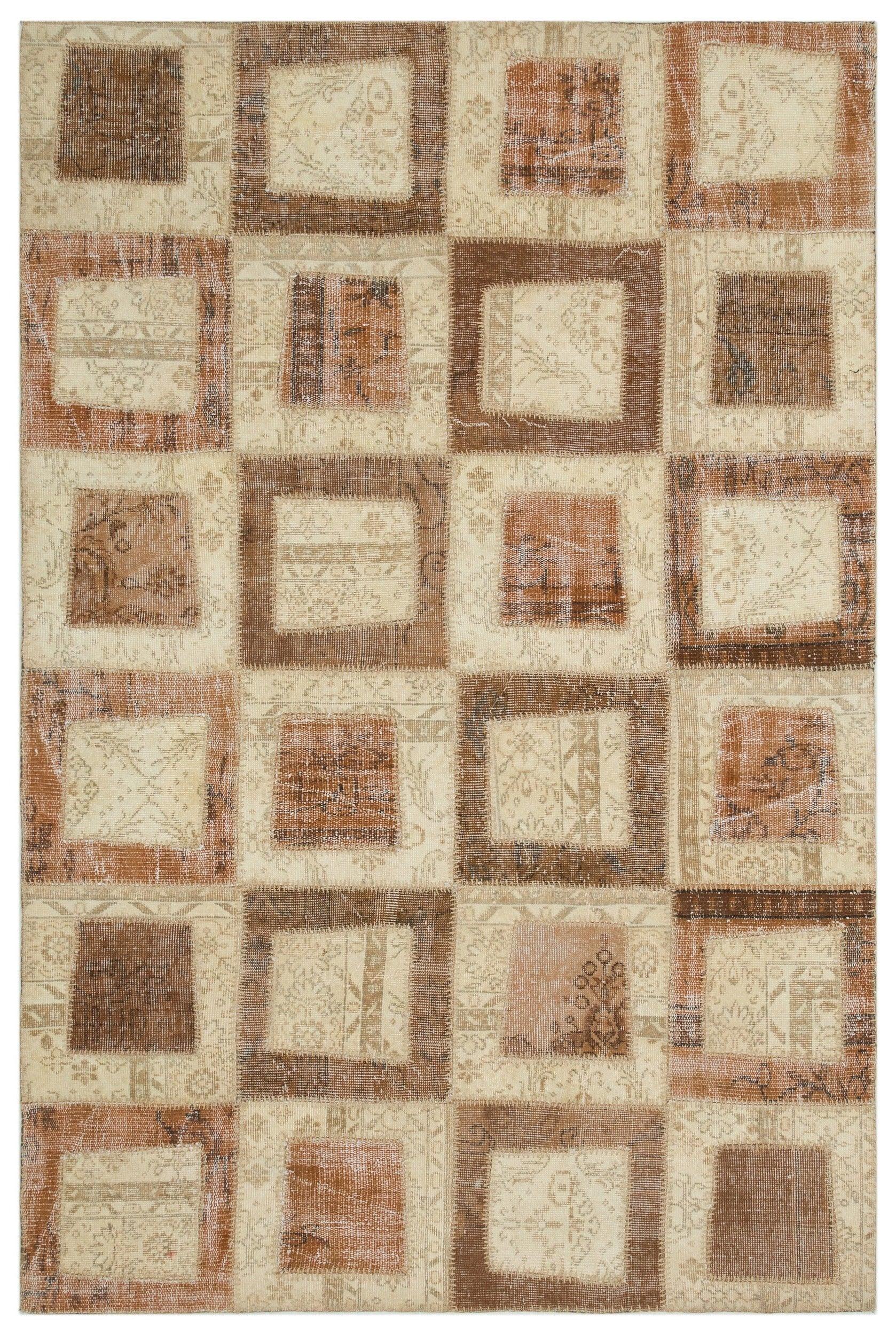 Bej Anadolu Eskitme Geometrik Yün Halı 160x233 - Özel Seri