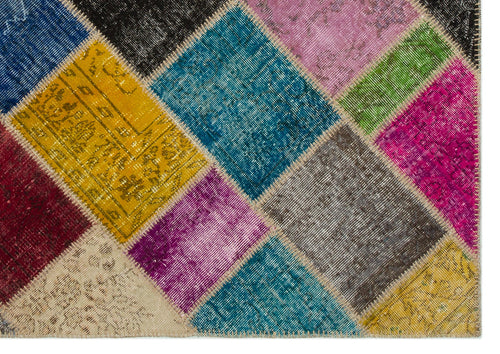 Iskece Bej Patchwork Yün El Dokuma Halısı 160 x 233 Apex Unique