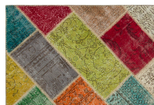 Iskece Bej Patchwork Yün El Dokuma Halısı 160 x 233 Apex Unique