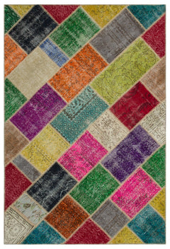 Iskece Bej Patchwork Yün El Dokuma Halısı 160 x 233 Apex Unique