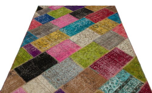 Iskece Bej Patchwork Yün El Dokuma Halısı 160 x 233 Apex Unique