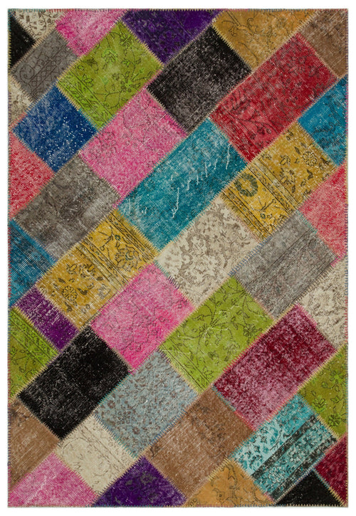 Iskece Bej Patchwork Yün El Dokuma Halısı 160 x 233 Apex Unique