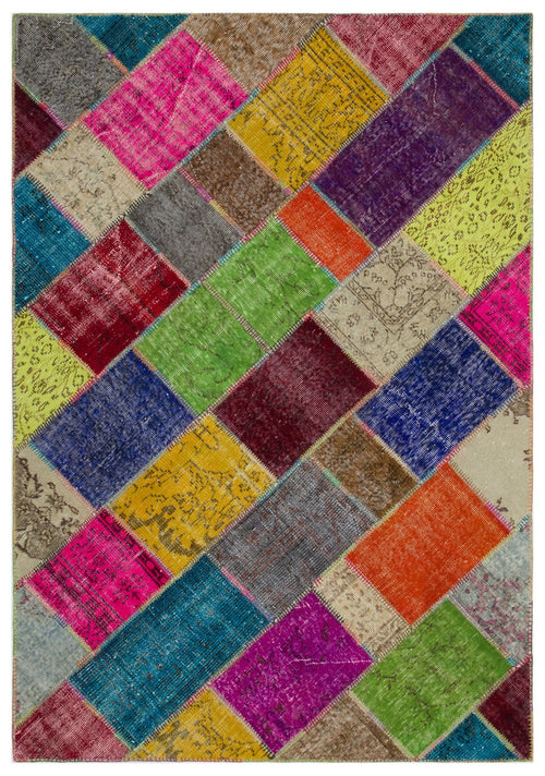 Iskece Bej Patchwork Yün El Dokuma Halısı 160 x 233 Apex Unique