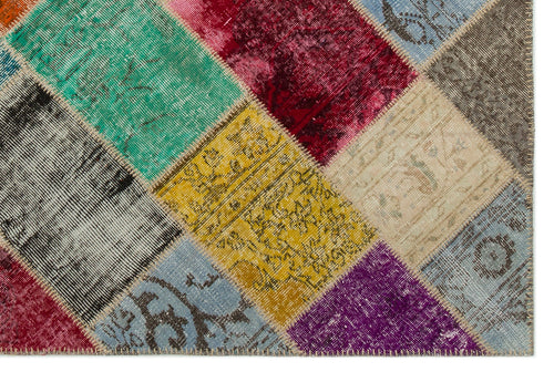 Iskece Bej Patchwork Yün El Dokuma Halısı 160 x 233 Apex Unique