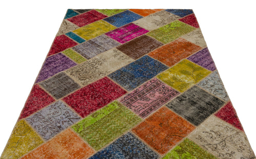 Iskece Bej Patchwork Yün El Dokuma Halısı 160 x 233 Apex Unique