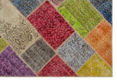 Iskece Bej Patchwork Yün El Dokuma Halısı 160 x 233 Apex Unique