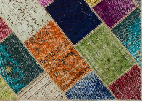 Iskece Bej Patchwork Yün El Dokuma Halısı 160 x 233 Apex Unique