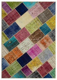 Iskece Bej Patchwork Yün El Dokuma Halısı 160 x 233 Apex Unique