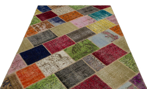 Iskece Bej Patchwork Yün El Dokuma Halısı 160 x 233 Apex Unique