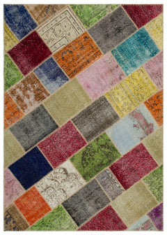 Iskece Bej Patchwork Yün El Dokuma Halısı 160 x 233 Apex Unique