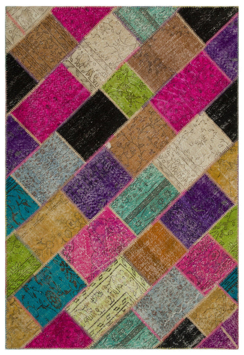 Iskece Bej Patchwork Yün El Dokuma Halısı 160 x 233 Apex Unique