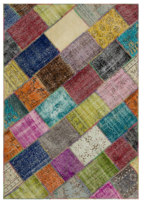 Iskece Bej Patchwork Yün El Dokuma Halısı 160 x 233 Apex Unique