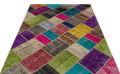 Iskece Bej Patchwork Yün El Dokuma Halısı 160 x 233 Apex Unique