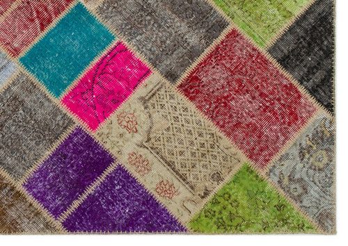 Iskece Bej Patchwork Yün El Dokuma Halısı 160 x 233 Apex Unique