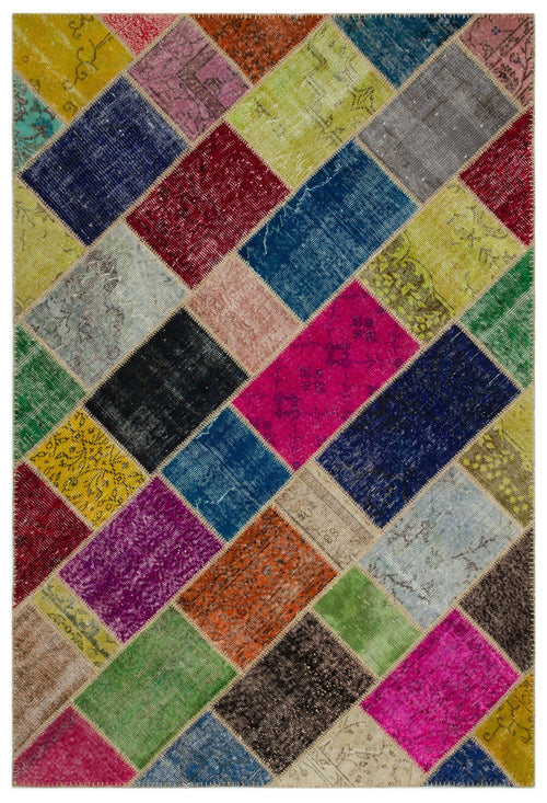 Iskece Bej Patchwork Yün El Dokuma Halısı 160 x 233 Apex Unique