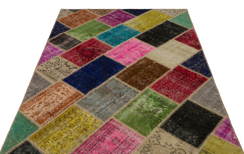 Iskece Bej Patchwork Yün El Dokuma Halısı 160 x 233 Apex Unique