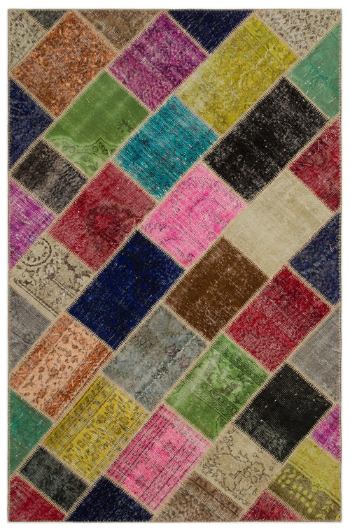 Iskece Bej Patchwork Yün El Dokuma Halısı 160 x 233 Apex Unique