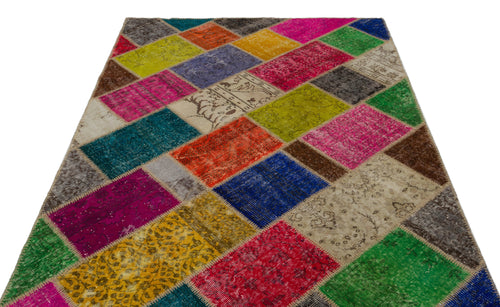 Iskece Bej Patchwork Yün El Dokuma Halısı 160 x 233 Apex Unique