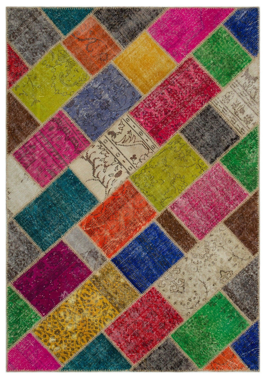 Geometrik Desenli Halı Çok Renkli Eskitme Dokuma 160x233 cm – Koridor kullanımı