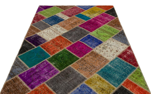 Iskece Bej Patchwork Yün El Dokuma Halısı 160 x 233 Apex Unique