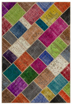 Iskece Bej Patchwork Yün El Dokuma Halısı 160 x 233 Apex Unique