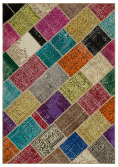 Iskece Bej Patchwork Yün El Dokuma Halısı 160 x 233 Apex Unique