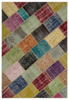 Iskece Bej Patchwork Yün El Dokuma Halısı 160 x 233 Apex Unique