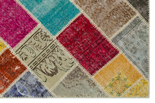 Iskece Bej Patchwork Yün El Dokuma Halısı 160 x 233 Apex Unique