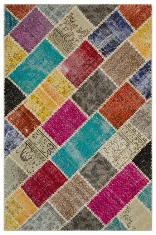 Iskece Bej Patchwork Yün El Dokuma Halısı 160 x 233 Apex Unique