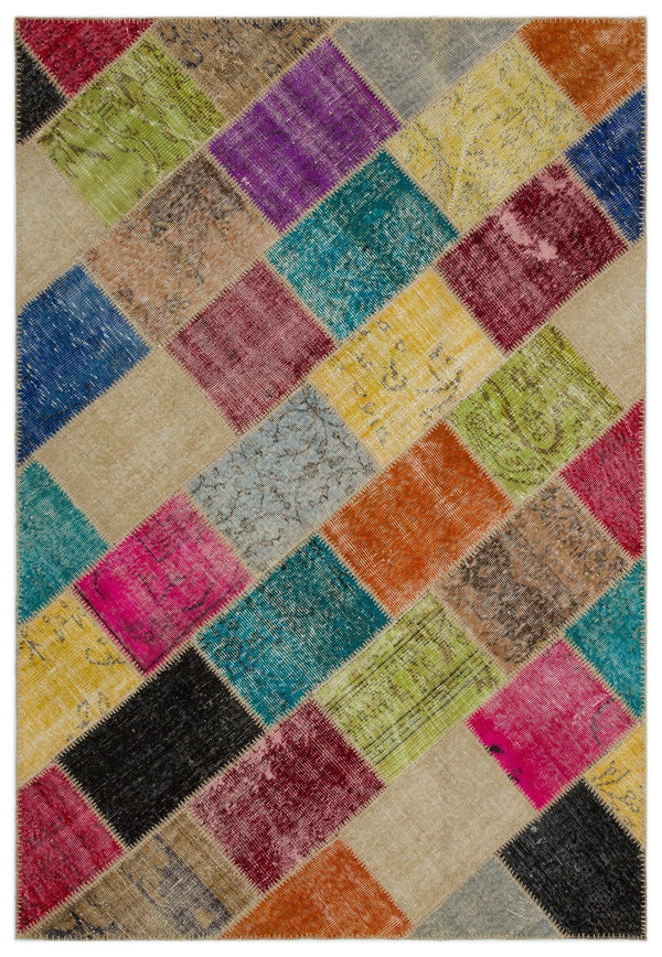 Bej Modern Vintage Yün Halı 160x233