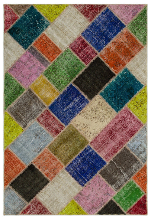 Iskece Bej Patchwork Yün El Dokuma Halısı 160 x 233 Apex Unique