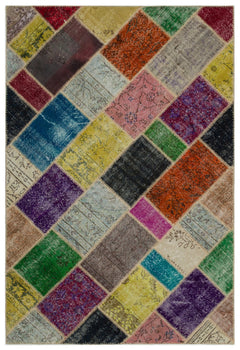 Iskece Bej Patchwork Yün El Dokuma Halısı 160 x 233 Apex Unique