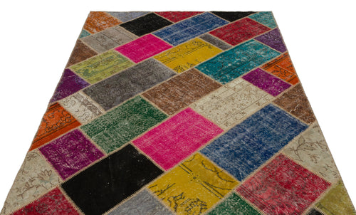 Iskece Bej Patchwork Yün El Dokuma Halısı 160 x 233 Apex Unique