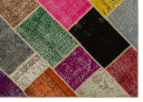 Iskece Bej Patchwork Yün El Dokuma Halısı 160 x 233 Apex Unique