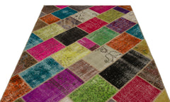 Iskece Bej Patchwork Yün El Dokuma Halısı 160 x 233 Apex Unique