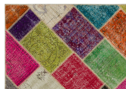 Iskece Bej Patchwork Yün El Dokuma Halısı 160 x 233 Apex Unique