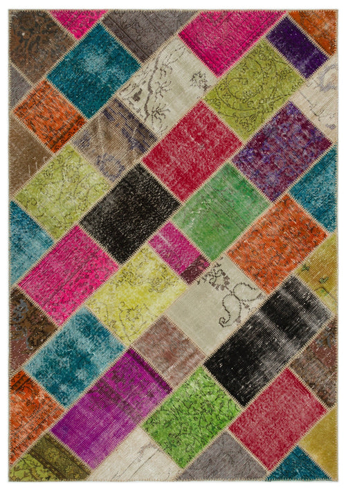 Iskece Bej Patchwork Yün El Dokuma Halısı 160 x 233 Apex Unique