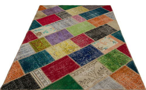 Iskece Bej Patchwork Yün El Dokuma Halısı 160 x 233 Apex Unique