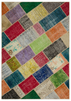 Iskece Bej Patchwork Yün El Dokuma Halısı 160 x 233 Apex Unique