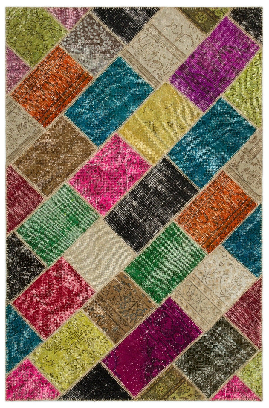 Colorful Hand-Knotted Wool Rug with Turquoise Tones 160x233 cm (5'3" x 7'8") – in the living room