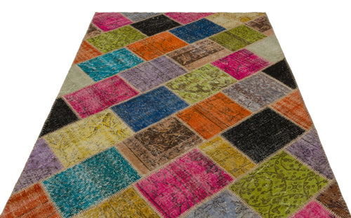 Iskece Bej Patchwork Yün El Dokuma Halısı 160 x 233 Apex Unique