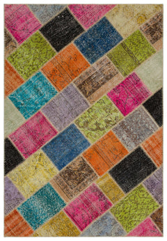 Iskece Bej Patchwork Yün El Dokuma Halısı 160 x 233 Apex Unique