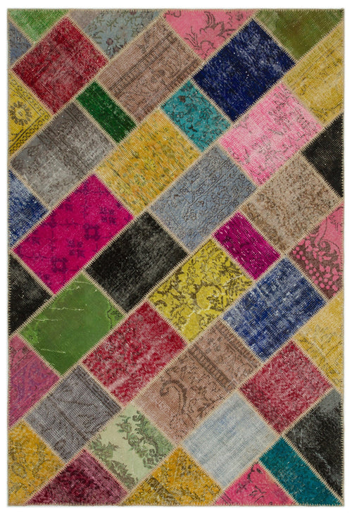 Iskece Bej Patchwork Yün El Dokuma Halısı 160 x 233 Apex Unique