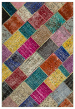 Iskece Bej Patchwork Yün El Dokuma Halısı 160 x 233 Apex Unique