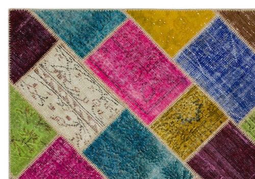 Iskece Bej Patchwork Yün El Dokuma Halısı 160 x 233 Apex Unique