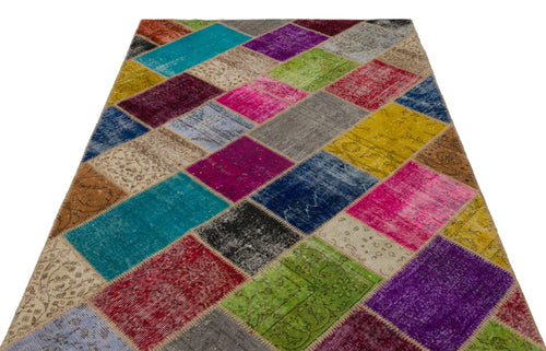 Iskece Bej Patchwork Yün El Dokuma Halısı 160 x 233 Apex Unique